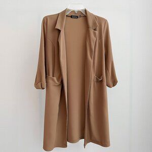 Boohoo Lightweight Duster Coat Camel Tan Size 10